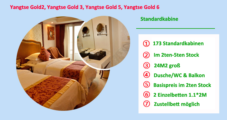 Yangtse Gold 2, Yangtse Gold 3,Yangtse Gold 5,Yangtse Gold 6, aussenkabin mit Balkon