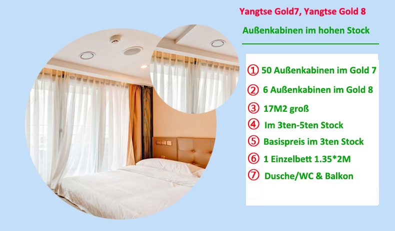 Yangtse Gold 7, Yangtse Gold 8, aussenkabin mit Balkon